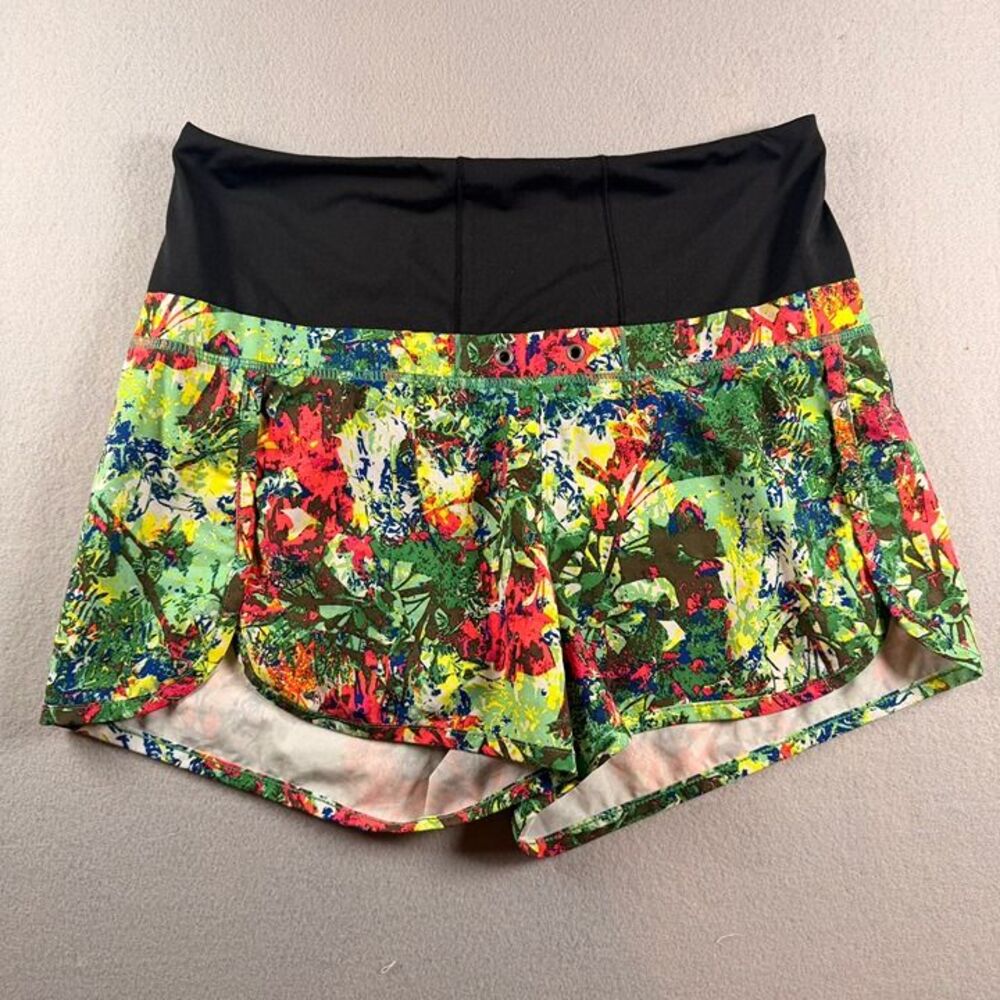 Athleta Women's Nepali Running Green Black Floral Athletic Shorts XS